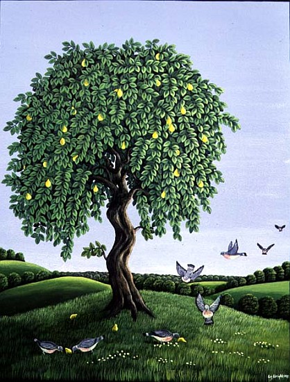 Quince Tree and Pigeons, 1983 (gouache)  van Liz  Wright