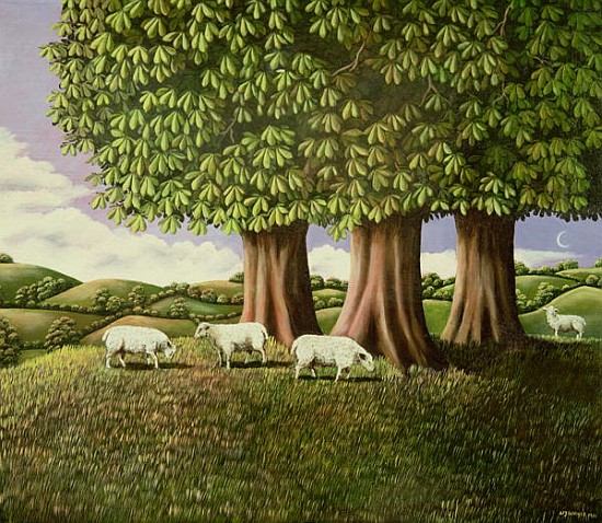 Sheep under the Chestnut Trees, 1981 (panel)  van Liz  Wright