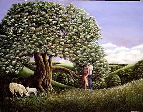 Lovers and a Hawthorn Tree, 1982 (panel) 