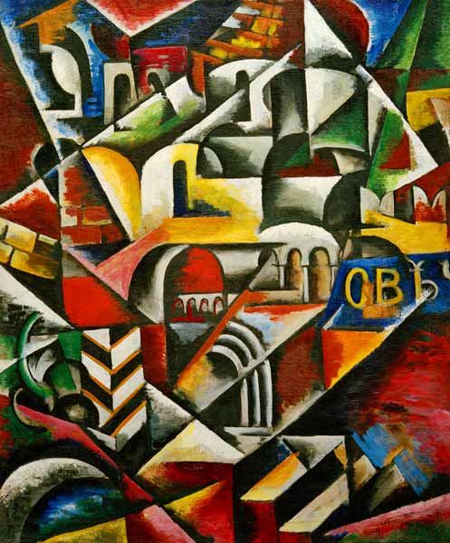 Cubist cityscape van Ljubow Sergejewna Popowa
