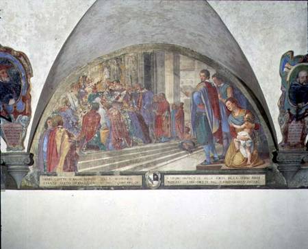 St. Antoninus Absolves the Eight of Balia of Excommunication, lunette van Lorenzo Cerrini