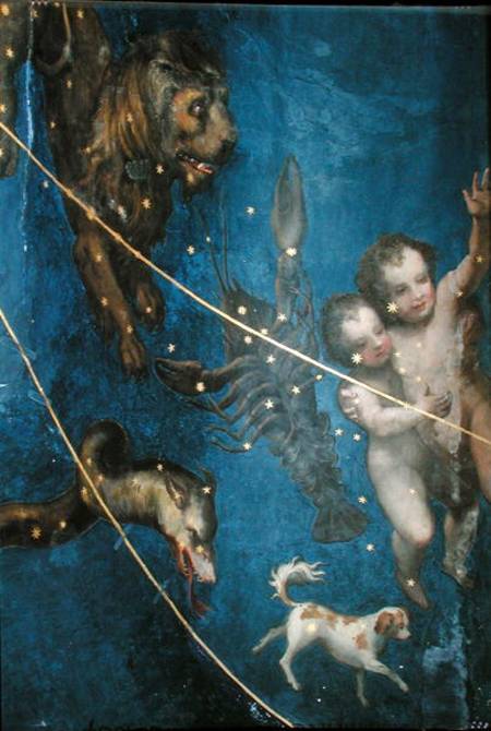Signs of the Zodiac, detail from the ceiling of the Sala dello Zodiaco van Lorenzo Costa
