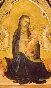 Maria mit dem Kind und Engeln (Madonna der Demut) van Lorenzo di Monaco