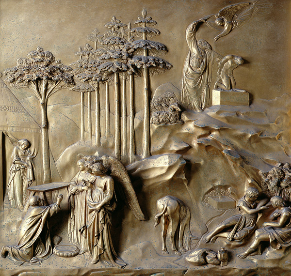 The Story of Isaac: Angels Prophesy the Birth of Isaac and the Angel staying Abraham's Sword, one of van Lorenzo  Ghiberti