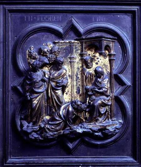 The Adoration of the Magi, third panel of the North Doors of the Baptistery of San Giovanni van Lorenzo  Ghiberti