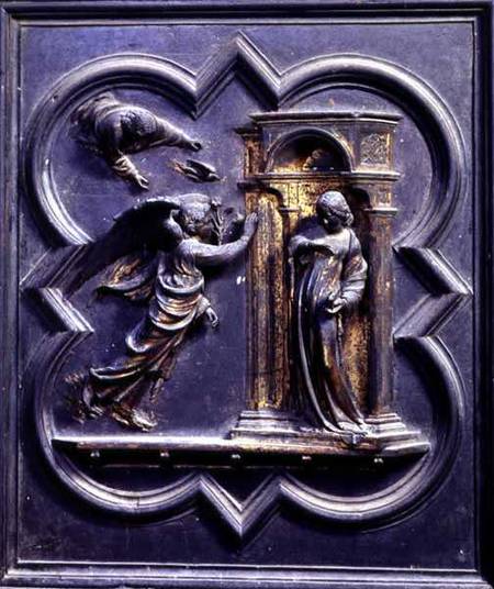 The Annunciation, first panel of the North Doors of the Baptistery of San Giovanni van Lorenzo  Ghiberti