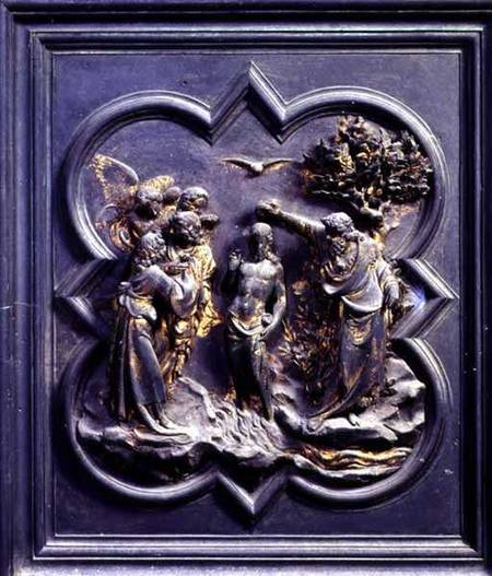 The Baptism of Christ, fifth panel of the North Doors of the Baptistery of San Giovanni van Lorenzo  Ghiberti