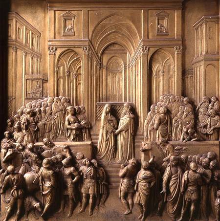 The Meeting of King Solomon and the Queen of Sheba, one of ten relief panels from the Gates of Parad van Lorenzo  Ghiberti