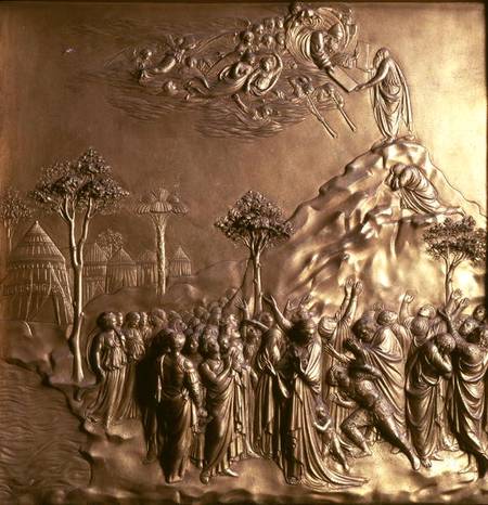 Moses receiving the Tablets of the Law, one of ten relief panels from the Gates of Paradise (East do van Lorenzo  Ghiberti