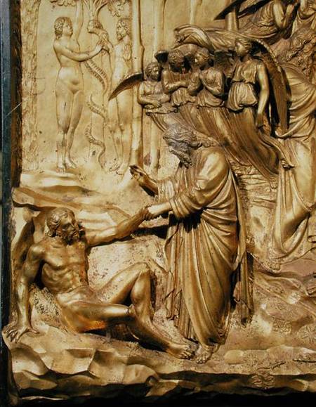 The Story of Adam, detail of the Creation of Adam and the Temptation of Adam and Eve, from one of th van Lorenzo  Ghiberti