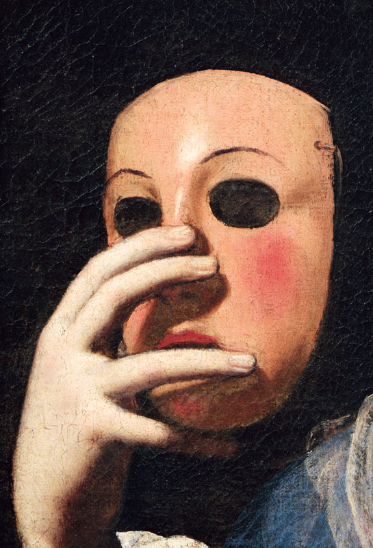 Woman with a Mask (detail of 154158) van Lorenzo Lippi