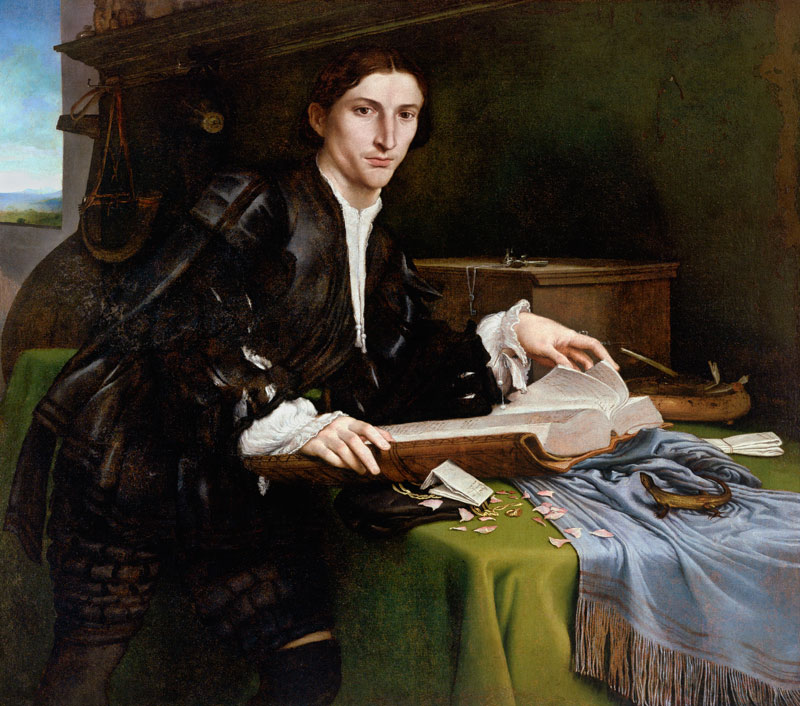 L.Lotto, Junger Mann im Studierzimmer van Lorenzo Lotto