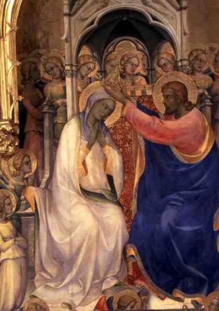 The Coronation of the Virgin, detail showing Christ crowning the Virgin van Lorenzo  Monaco