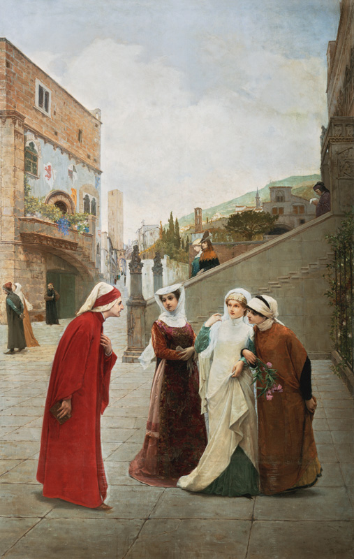 Die Begegnung von Dante und Beatrice van Lorenzo Valles