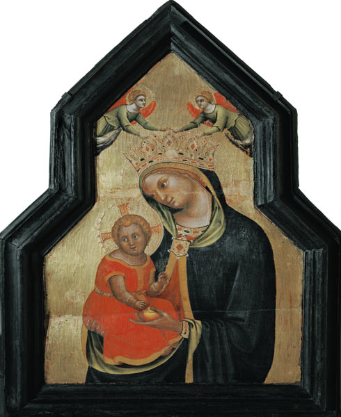 Madonna und Kind mit Engeln van Lorenzo Veneziano (Schule)