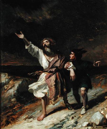 King Lear and the Fool in the Storm Act III Scene 2 from 'King Lear'  1836 van Louis Boulanger