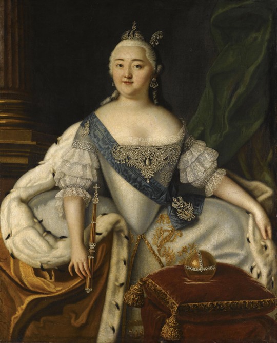 Portrait of Empress Elisabeth (1709-1762) van Louis Caravaque