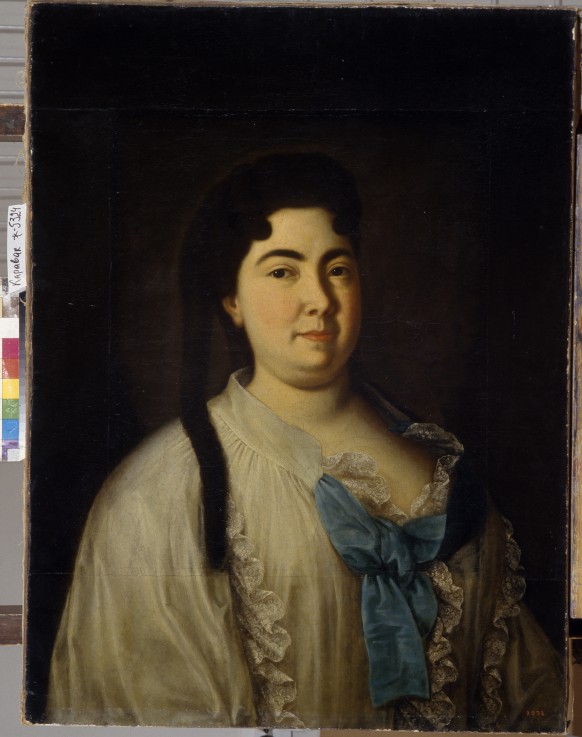 Portrait of Empress Catherine I. (1684-1727) in a Peignoir van Louis Caravaque