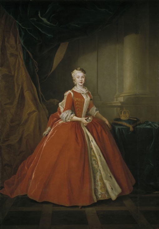 Portrait of the Princess Maria Amalia of Saxony (1724–1760) in Polish costume van Louis de Silvestre