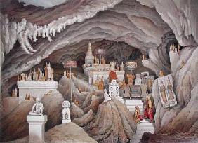 Interior of the grotto of Nam Hou, Laos, from 'Atlas du Voyage d'Exploration de Indo-Chine effectue