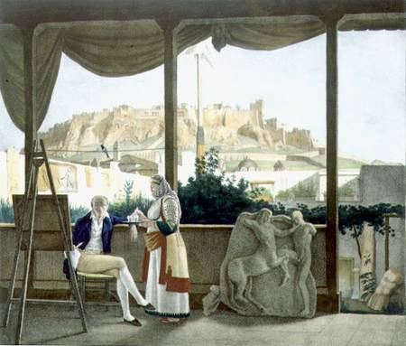 The French Consul, Monsieur Fauvel, on the terrace of his house in Athens, engraved by the Thierry B van Louis Dupre