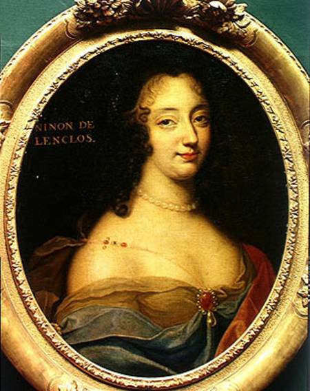 Portrait of Ninon de Lenclos (1620-1705) van Louis Ferdinand Elle