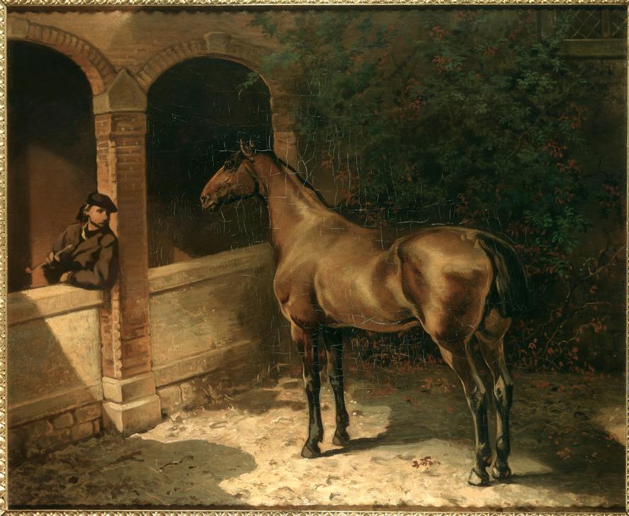 Horse and smoker van Louis Ferdinand von Rayski