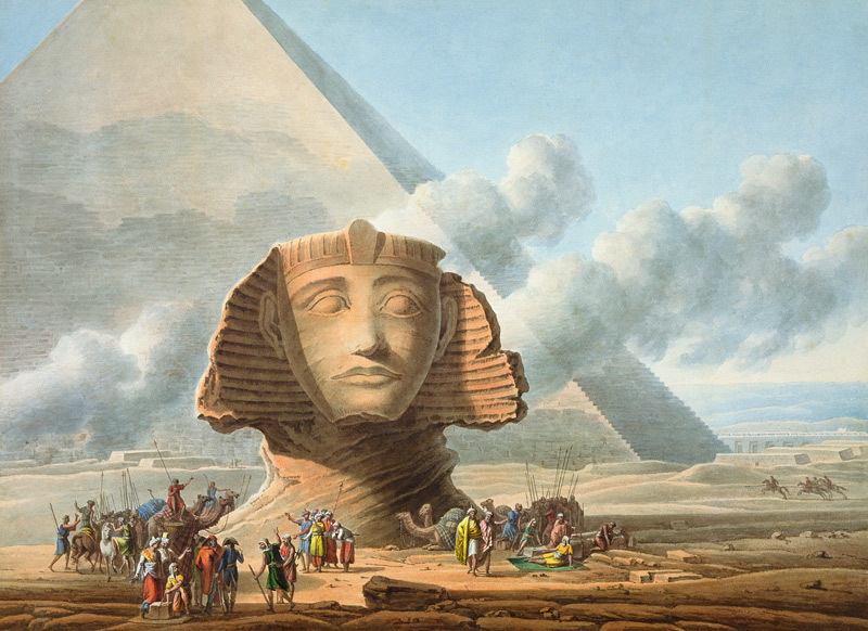 View of the Head of the Sphinx and the Pyramid of Khafre van Louis Francois Cassas