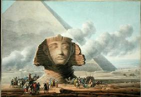 View of the Head of the Sphinx and the Pyramid of Khafre