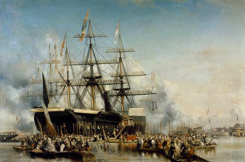 King Louis-Philippe (1830-48) Disembarking at Portsmouth, 8th October 1844 van Louis Gabriel Eugène Isabey