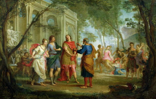 Roland Learns of the Love of Angelica and Medoro (oil on canvas) van Louis Galloche