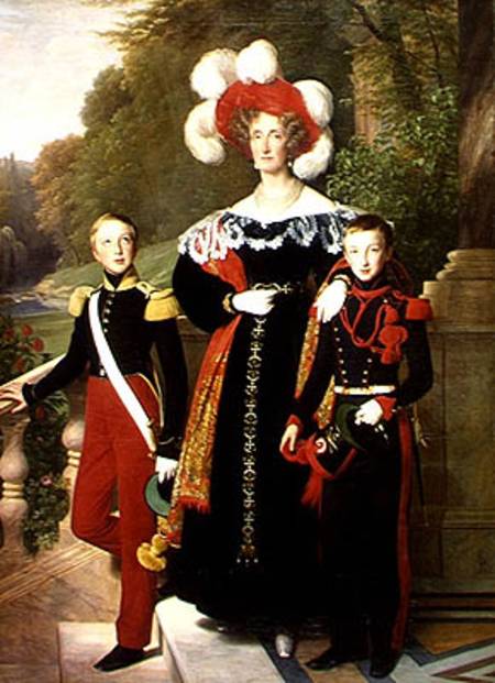 Marie Amelie of Bourbon-Sicile (1782-1866) and her sons, Henri of Orleans (1822-97) Duke of Aumale a van Louis Hersent