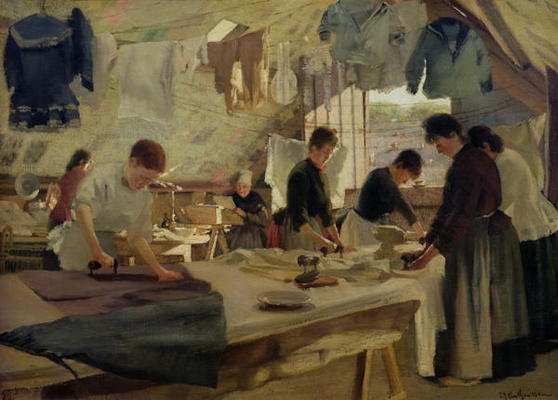 Ironing Workshop in Trouville, 1888 (oil on canvas) van Louis Joseph Anthonissen