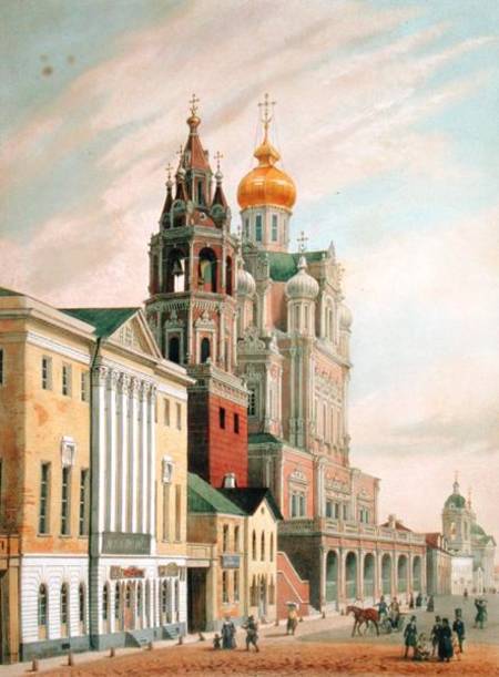 The Assumption Church at Pokrovskaya street in Moscow, printed by Lemercier, Paris van Louis Jules Arnout