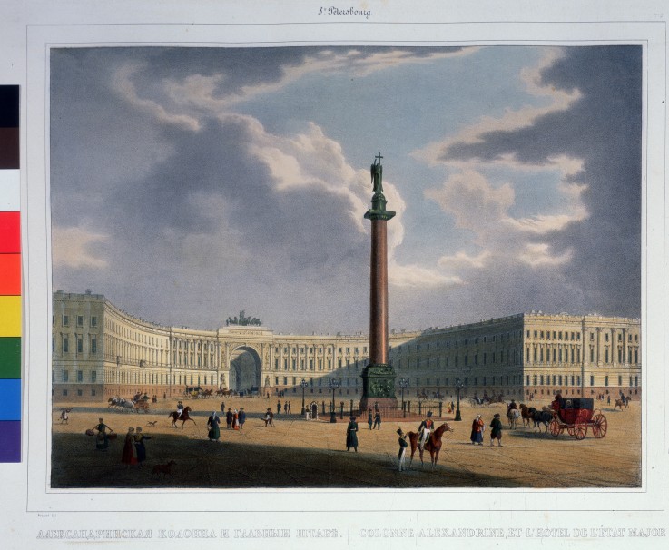 The Alexander Column. View from the Main Army Headquarters van Louis Jules Arnout