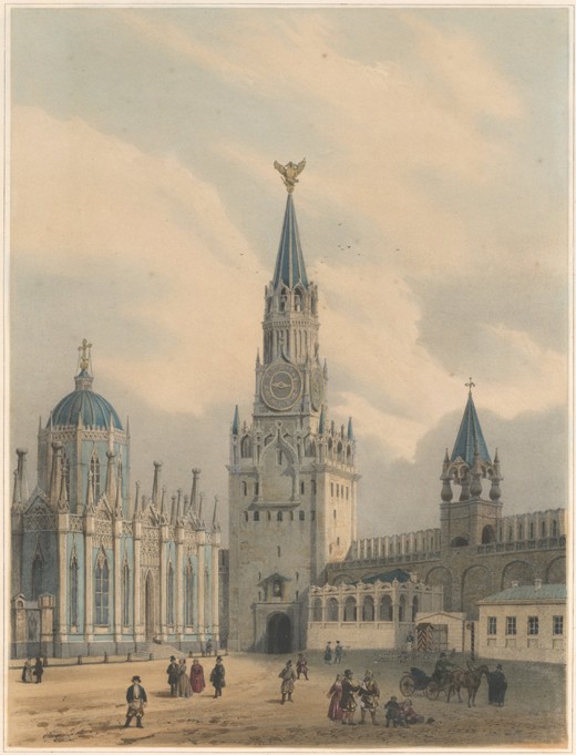 The Spasskaya Tower (Saviour Gates) and Saint Catherine Church of Ascension Convent in the Moscow Kr van Louis Jules Arnout