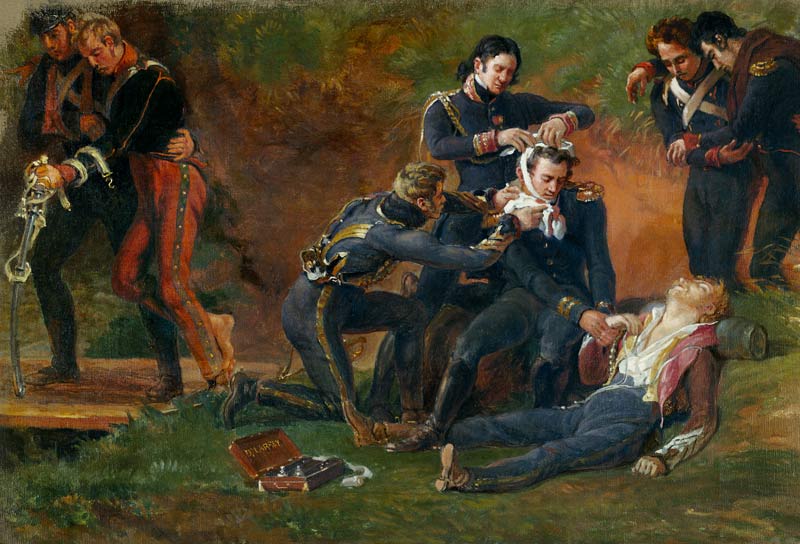 Baron Jean Dominique Larrey (1766-1843) Tending the Wounded at the Battle of Moscow van Louis Lejeune