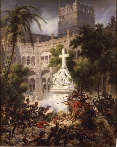 Assault on the Monastery of San Engracio in Zaragoza, 8th February 1809 van Louis Lejeune