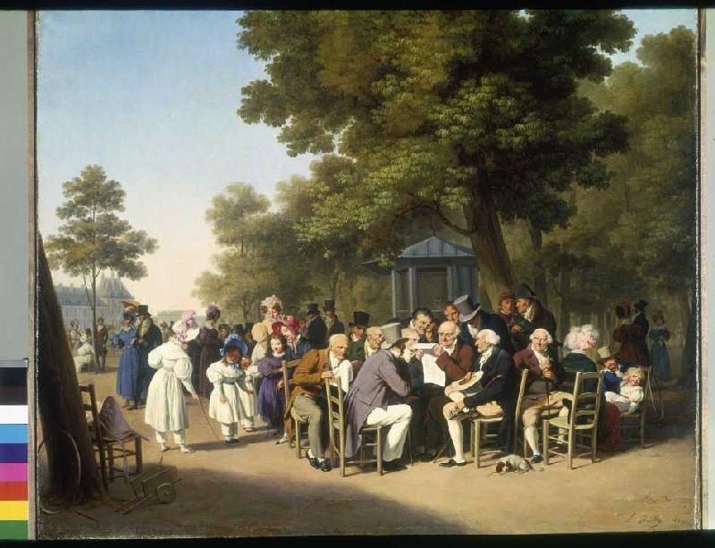 Die Freizeit-Politiker in den Tuillerien in Paris. van Louis-Léopold Boilly