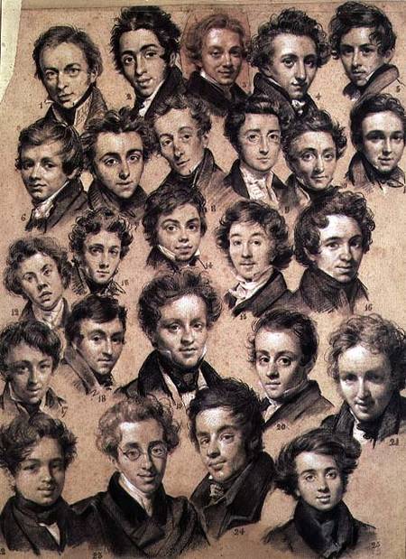 Twenty Five Pupils from the Studio of Antoine Jean Gros (1771-1835) 1820 (charcoal & chalk on paper) van Louis-Léopold Boilly