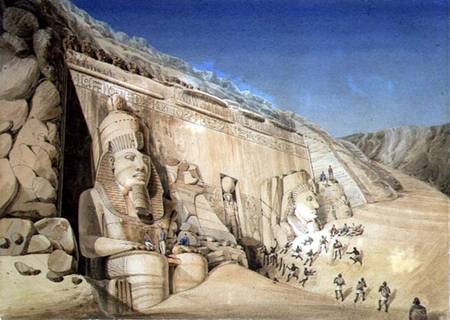The Excavation of the Great Temple of Ramesses II, Abu Simbel  on van Louis M.A. Linant de Bellefonds