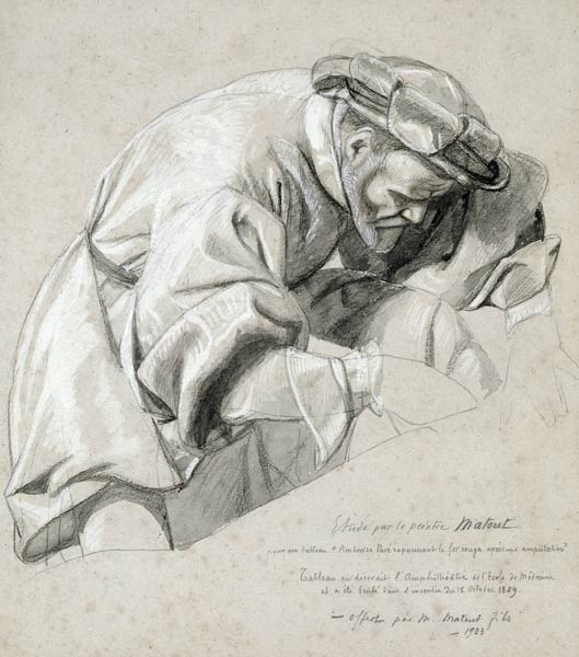 Study of Ambroise Pare (c.1510-90) the 'Father of Modern Surgery' (charcoal & white chalk wash on pa van Louis Nicolas Matout