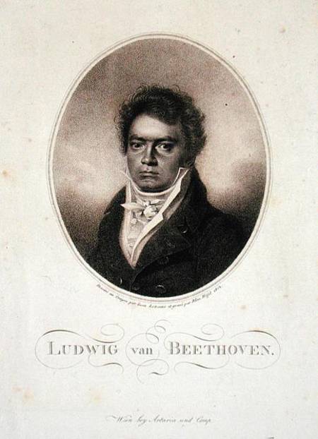 Ludwig van Beethoven (1770-1827) engraved by Blasius Hofel (1792-1963) van Louis Rene Letronne