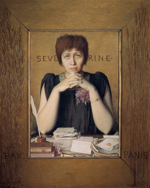Portrait of Severine (Caroline Remy) (1855-1929) van Louis Welden Hawkins