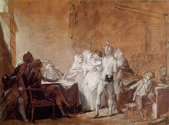 The Arrest of Charlotte Corday (1768-93) van Louis Leopold Boilly