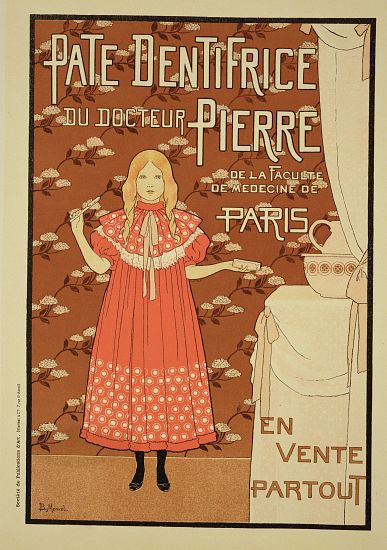 Reproduction of a poster advertising 'Doctor Peter's toothpaste' van Louis Maurice Boutet de Monvel