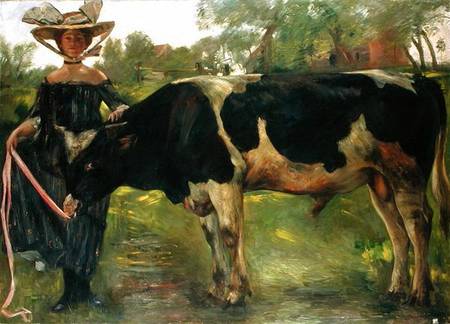 The Painter Charlotte Berend With A Bull van Lovis Corinth