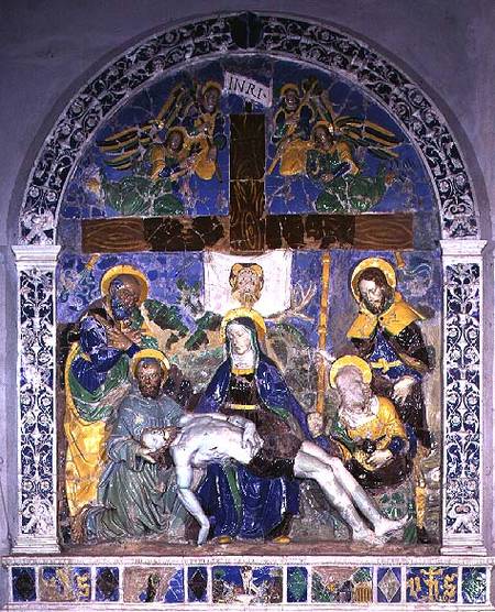 The Descent from the Cross, relief van Luca  della Robbia