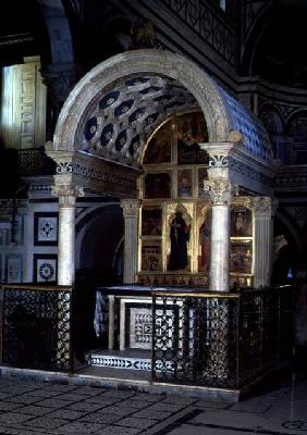 Tabernacle or Chapel of the Crucifixion designed by Michelozzo di Bartolomeo (1396-1472), enamelled