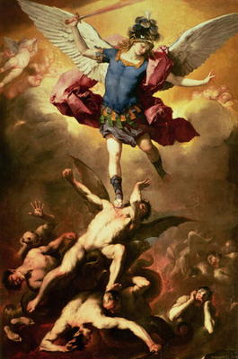 Archangel Michael overthrows the rebel angel, c.1660-65 van Luca Giordano